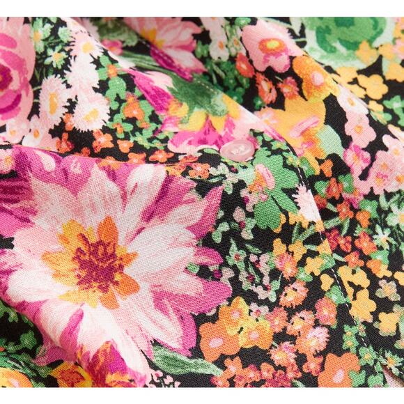 H&M Floral Loose Fit Resort Shirt Black/Floral Womens Size S - Picture 4 of 14